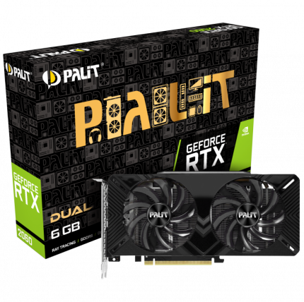 Видеокарта Palit PA-RTX2060 DUAL 6G, NVIDIA GeForce RTX 2060, 6Gb GDDR6