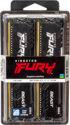 Модуль памяти Kingston 16Gb (2x8Gb) 3000MHz DDR4 FURY Beast Black (KF430C15BBK2/16)