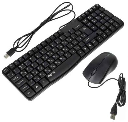 Клавиатура + мышь Rapoo N1850 клав:черный мышь:черный USB2.0 проводной