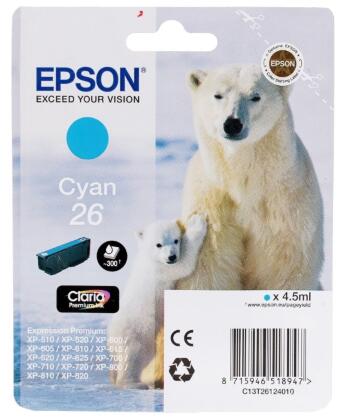 Картридж струйный Epson T2612 C13T26124012 голубой (4.5мл) для Epson XP-600/700/800