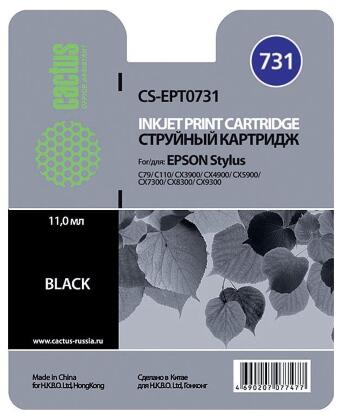 Совместимый картридж струйный Cactus CS-EPT0731 черный для Epson Stylus С79/ C110/ СХ3900/ CX4900/ CX5900 (11,4ml)