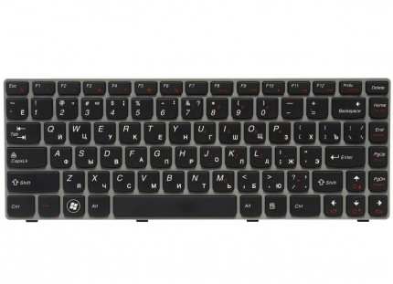 Клавиатура для ноутбука Lenovo IdeaPad Z360/ Z450/ Z460 RU, Silver Frame, Black Key