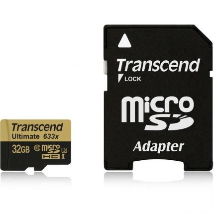 Карта памяти Transcend Ultimate 633x microSDHC 32Gb Class10 UHS-I с адаптером (TS32GUSDU3)