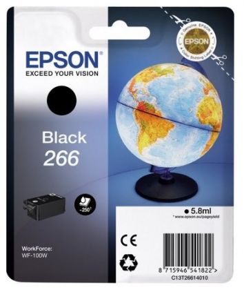 Картридж струйный Epson T266 C13T26614010 черный (5.8мл) для Epson WF-100W
