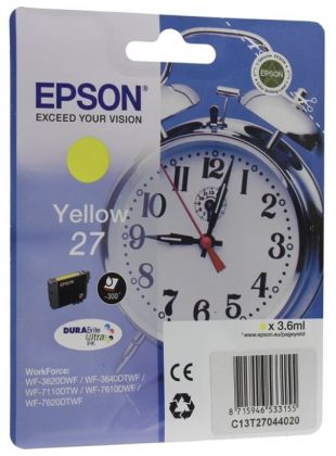 Картридж струйный Epson T2702 C13T27044022 желтый (3.6мл) для Epson WF7110/7610/7620