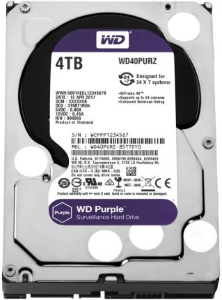 Жесткий диск WD SATA-III 4Tb WD40PURZ Video Purple (5400rpm) 64Mb 3.5"