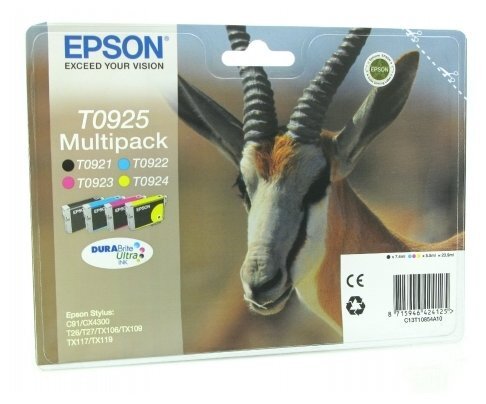 Набор Epson T0925 CMY+Black для Stylus C91/ CX4300/ T26/ TX106/ TX109/ T27/ TX117/ TX119