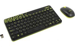 Клавиатура + мышь Logitech MK240 клав:черный/жёлтый мышь:черный/жёлтый USB беспроводная slim Multimedia