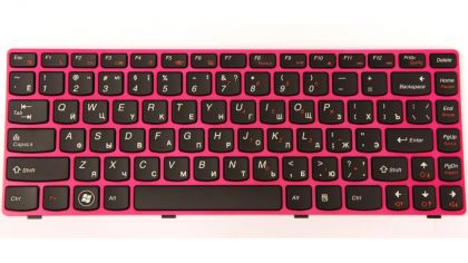 Клавиатура для ноутбука Lenovo Z370/ Z470, RU, Red frame/ Black key