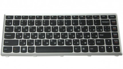 Клавиатура для ноутбука Lenovo IdeaPad U310, RU, Silver frame/ Black key