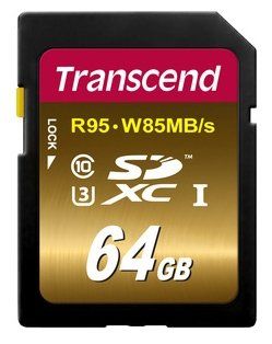 Карта памяти Transcend 64GB SDHC UHS-I U3X, R95, W85MB/s (Ultimate)