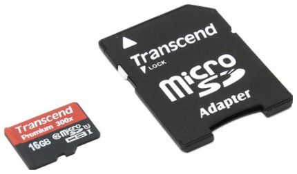 Карта памяти microSDHC 16Gb Class10 Transcend TS16GUSDU1 + adapter