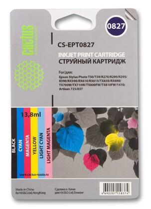 Совместимый картридж струйный Cactus CS-EPT0827 многоцветный для Epson Stylus Photo R270/ 290/ RX590 Комплект цветных картриджей 6 шт