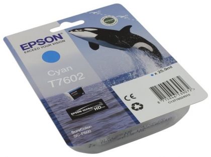 Картридж струйный Epson T7602 C13T76024010 голубой (25.9мл) для Epson SureColor SC-P600