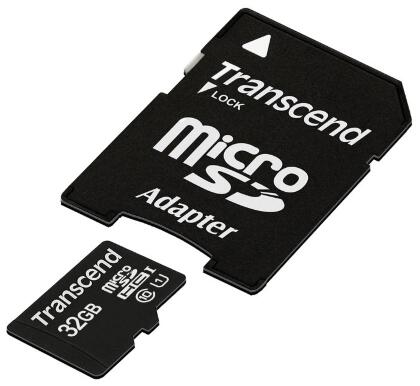Карта памяти microSDHC 32Gb Class10 Transcend TS32GUSDU1 + adapter