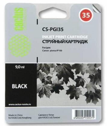 Совместимый картридж струйный Cactus CS-PGI35 черный для Canon iP100 (9ml)