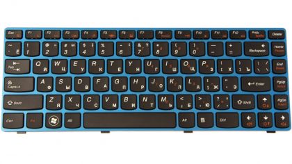 Клавиатура для ноутбука Lenovo Z370/ Z470, RU, Blue frame/ Black key