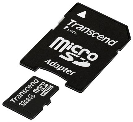 Карта памяти microSDHC 32Gb Class4 Transcend TS32GUSDHC4 + adapter