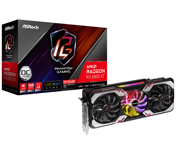 Видеокарта ASRock Radeon RX 6800 XT Phantom Gaming D 16G OC