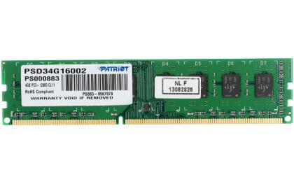 Модуль памяти Patriot DDR3 4Gb 1600MHz PSD34G16002