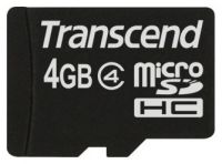 Карта памяти microSDHC 4Gb Class4 Transcend TS4GUSDHC4 + adapter