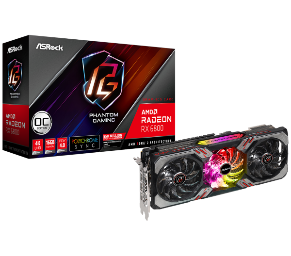 Видеокарта ASRock Radeon RX 6800 Phantom Gaming D 16G OC