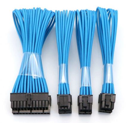 Комплект кабелей в оплётке (голубой)
