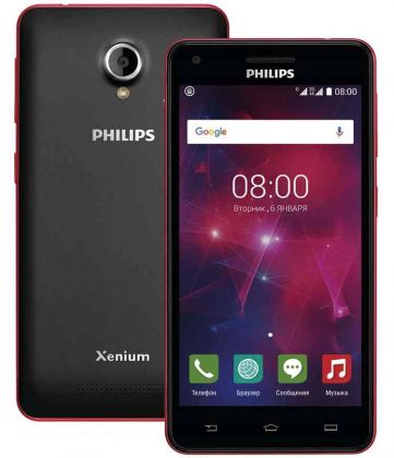 Смартфон Philips Xenium V377 8Gb черный/красный