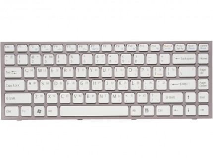 Клавиатура для ноутбука Sony VPC-S Series RU, Silver frame/ White key