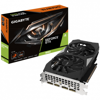 Видеокарта Gigabyte GV-N1660OC-6GD, NVIDIA GeForce GTX 1660, 6Gb GDDR5