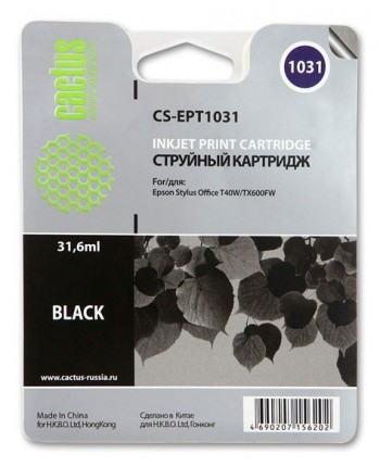 Совместимый картридж струйный Cactus CS-EPT1031 черный для Epson Stylus Office T40/ T40w/ TX600/ TX600fw (31,6ml)
