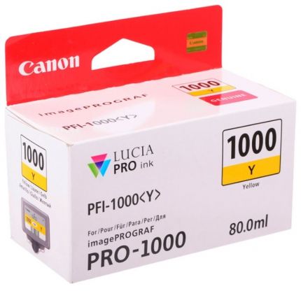 Картридж Canon PFI-1000 Y Yellow для PRO-1000 (80 мл)