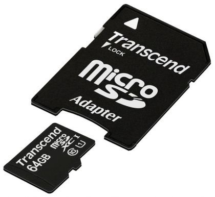 Карта памяти microSDXC 64Gb Class10 Transcend TS64GUSDU1 + adapter