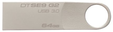 Флешка Kingston 64Gb DataTraveler SE9 G2 DTSE9G2/64GB USB3.0 серебристый