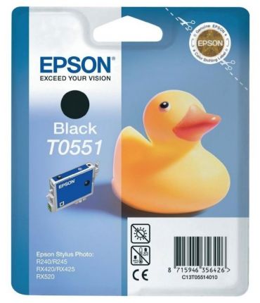 Картридж струйный Epson T0551 C13T05514010 черный (8мл) для Epson R240/RX420/RX520