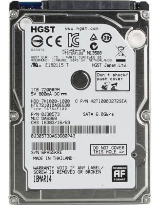 Жесткий диск HGST SATA-III 1Tb HTE721010A9E630 Travelstar 7K1000 (7200rpm) 32Mb 2.5"