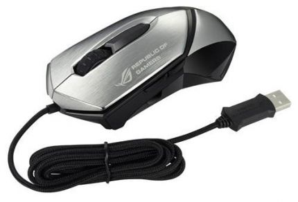 Мышь Asus GX1000 серебристый/черный лазерная (8200dpi) USB игровая (6but)