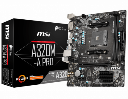 Материнская плата MSI A320M-A PRO, AMD A320, sAM4, mATX