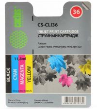 Совместимый картридж струйный Cactus CS-CLI36 цветной для Canon Pixma 260 (11,8ml)