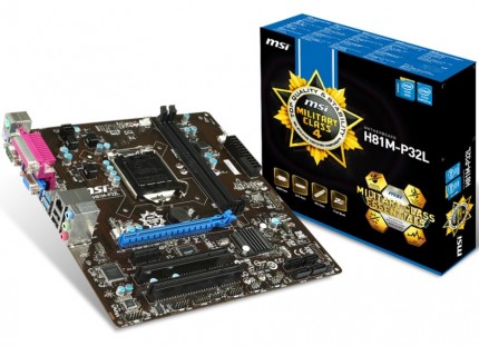 Материнская плата MSI H81M-P32L Socket-1150 Intel H81 DDR3 mATX AC`97 8ch(7.1) GbLAN SATA3 VGA+COM+LPT PCI