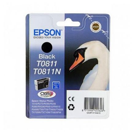 Картридж Epson T0811 Black для Stylus Photo R270/ R290/ R295/ R390/ RX590/ RX610/ RX615/ RX690/ TX700W/ TX800W/ T50/ T59/ TX650/ TX659/ TX710W/1410