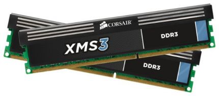 Модуль памяти DDR3 8Gb 1600MHz, Corsair 2x4GB, 9-9-9-24, XMS3 Core i7,i5 CMX8GX3M2A1600C9