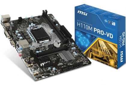 Материнская плата MSI H110M PRO-VD Soc-1151 Intel H110 2xDDR4 mATX AC`97 8ch(7.1) GbLAN+VGA+DVI