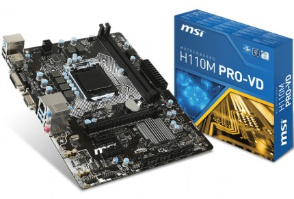 Материнская плата MSI H110M PRO-VD Soc-1151 Intel H110 2xDDR4 mATX AC`97 8ch(7.1) GbLAN+VGA+DVI