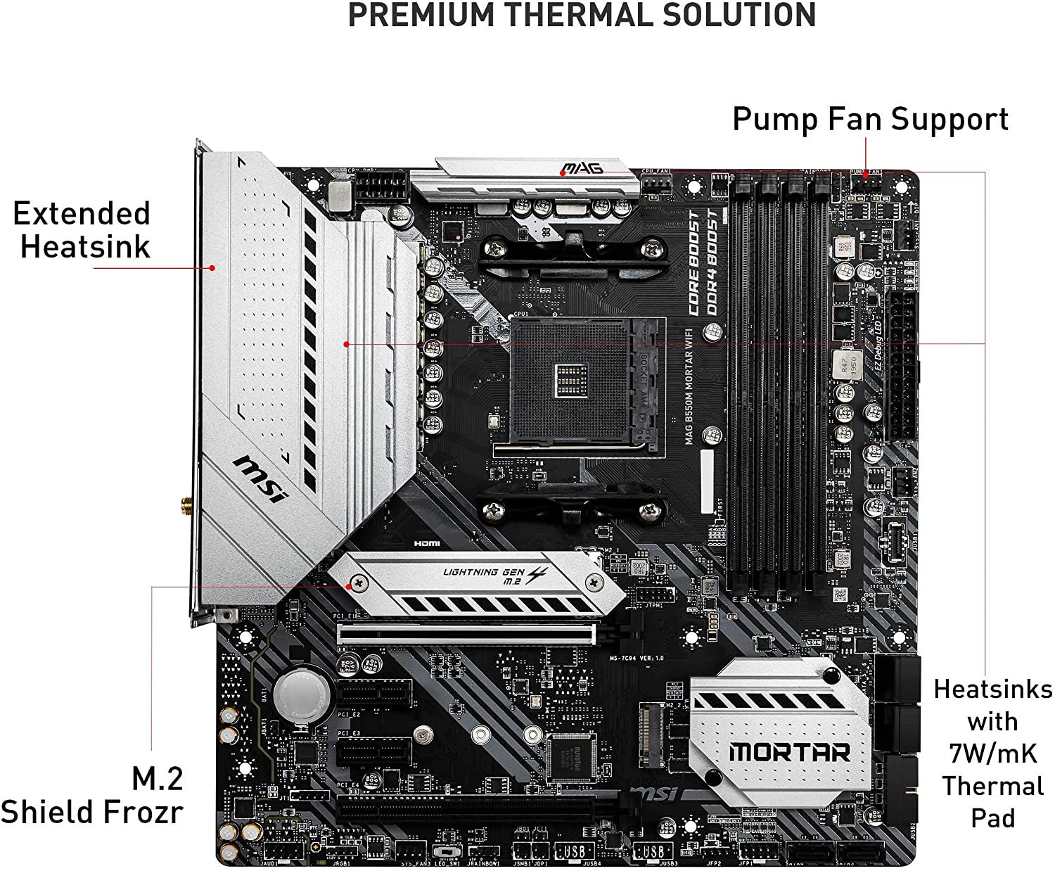 Материнская плата MSI MAG B550M MORTAR WIFI, AMD B550, sAM4, mATX ...