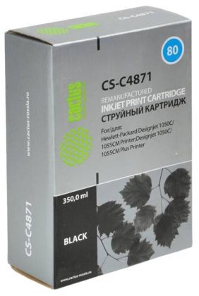 Совместимый картридж струйный Cactus CS-C4871 черный для №80 HP DesignJet1050C/1055CM/1000
