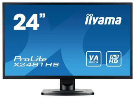 Монитор Iiyama 23.6" X2481HS-B1 черный VA LED 6ms 16:9 DVI HDMI M/M матовая 1000:1 250cd 160гр/160гр 1920x1080 D-Sub 4кг