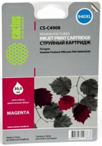 Совместимый картридж струйный Cactus CS-C4908 пурпурный для №940 HP OfficeJet PRO 8000/ 8500 (30ml)