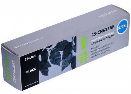 Совместимый картридж струйный Cactus CS-CN625AE 970XL черный для HP Officejet Pro X476dw/ X576dw/ X451dw (255ml)