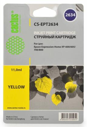 Совместимый картридж струйный Cactus CS-EPT2634 желтый для Epson Expression Home XP-600/ 605/ 700/ 800 (11 ml)